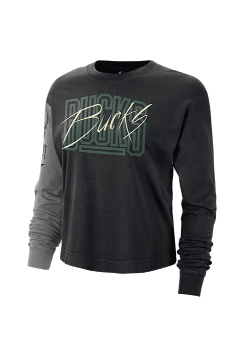 Women's Nike Boxy ESS Versus Milwaukee Bucks Long Sleeve T-Shirt-- Faux Fur Fabric Real Fur Fabric Shearling Fabric Women's Nike Boxy ESS Versus Milwaukee Bucks Long Sleeve T-Shirt-- Faux Fur Fabric Real Fur Fabric Shearling Fabric