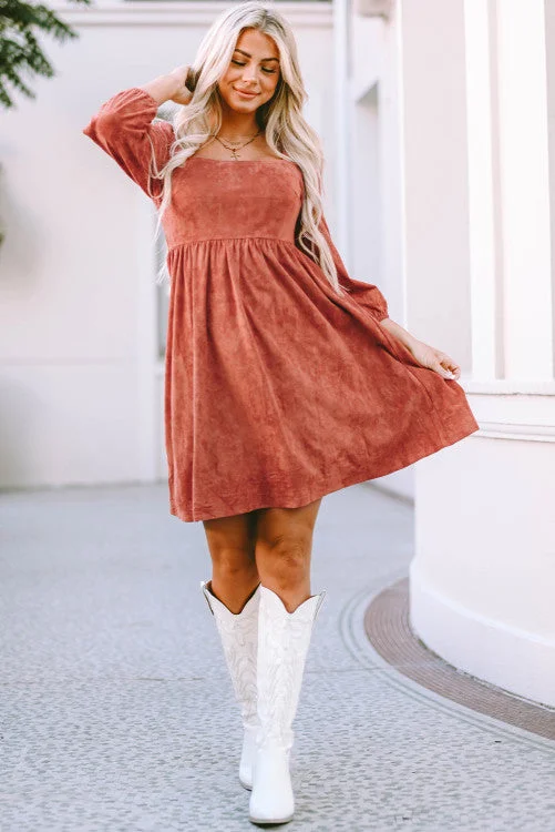 Rustic Suede Dress empire Waist empire