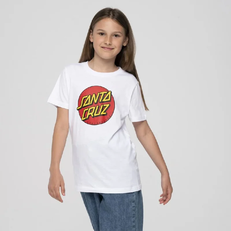 Santa Cruz Youth T-Shirt Youth Classic Dot T-Shirt - White-- Rayon Velvet Corduroy