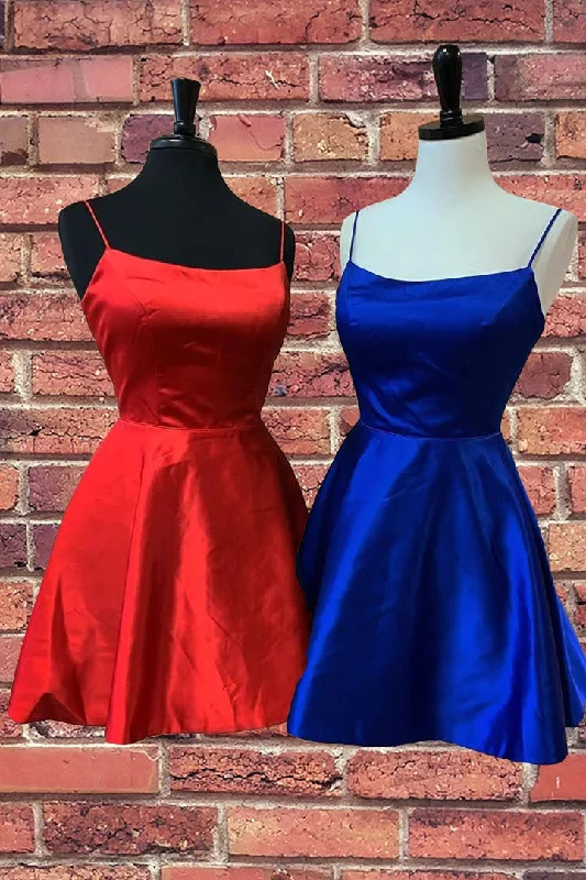 A- Line Spaghetti Straps Short Homecoming Dresses Tunics Prom sequined