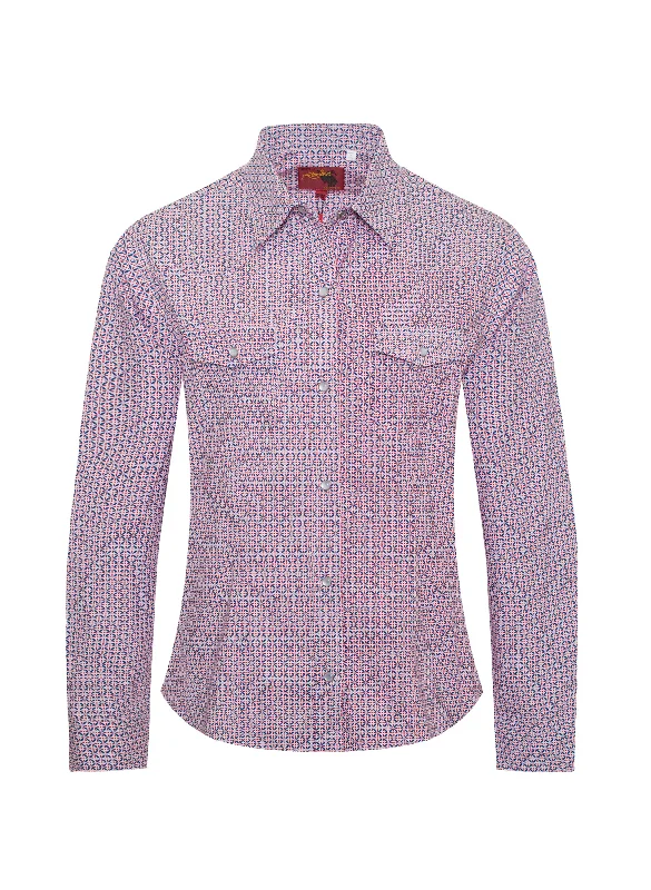 Women's Western Print Shirts -LS100-117-- Seamless Knitted Crochet