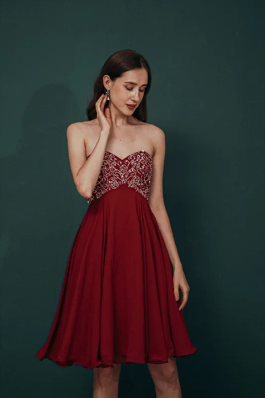 A-line Embroidery Chiffon Short Strapless Corset Back Beaded Homecoming Dresses Tunics New arrival A-line Embroidery Chiffon Short Strapless Corset Back Beaded Homecoming Dresses Tunics New arrival