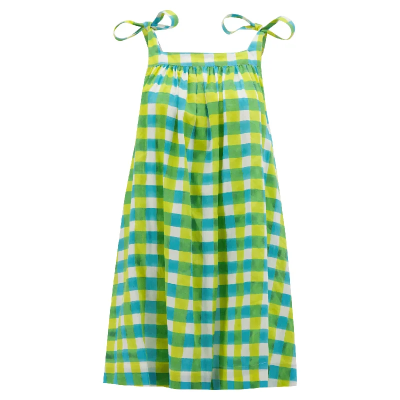 Mimi Shoulder Tie Sun Dress in Citrus Gingham Tunics Sophisticated sleek