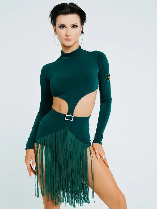 Sirius Practice Dance Wear SHAKE Two Piece Long Sleeve Latin Dress with Fringe Skirt and Buckle Detail on Front PRA 878 in Stock Tunics Long Elegant Sirius Practice Dance Wear SHAKE Two Piece Long Sleeve Latin Dress with Fringe Skirt and Buckle Detail on Front PRA 878 in Stock Tunics Long Elegant