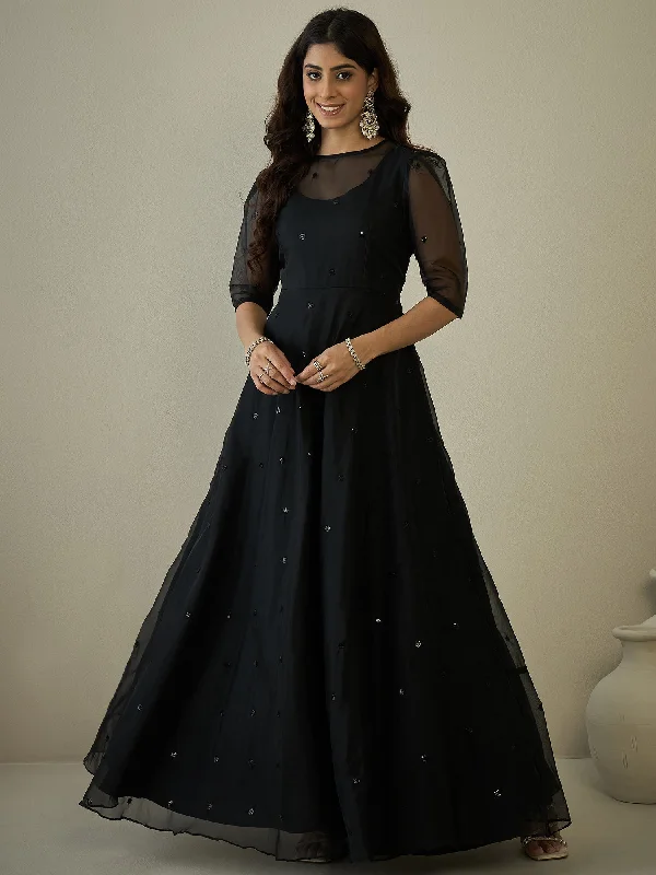 Women Sequinned Embroidered Fit and Flare Ethnic Dress Tunics Distressed trendy