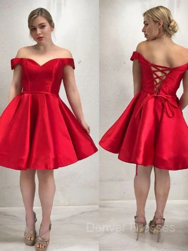 A-Line/Princess Off-the-Shoulder Short/Mini Satin Homecoming Dresses With Ruffles Tunics Silk luxurious A-Line/Princess Off-the-Shoulder Short/Mini Satin Homecoming Dresses With Ruffles Tunics Silk luxurious