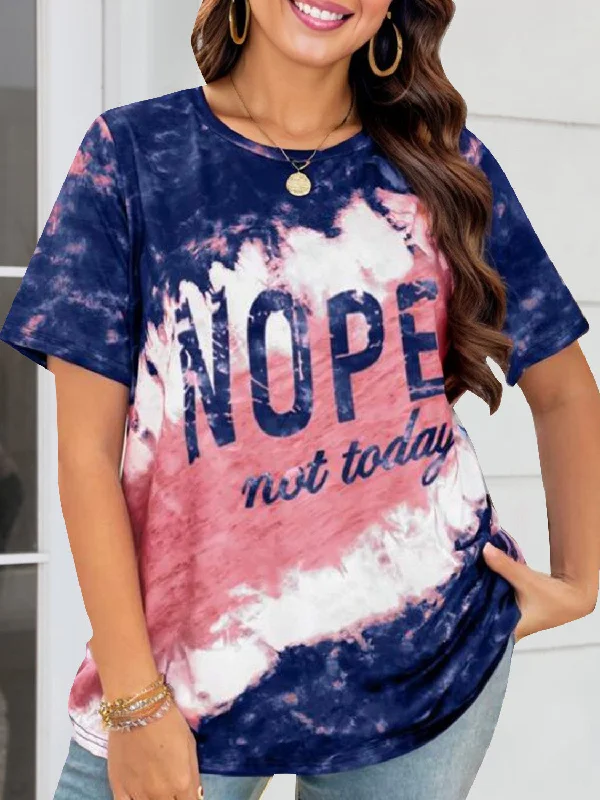 NOPE NOT TODAY Ladies T-Shirt-- Ribbed Striped Patterned