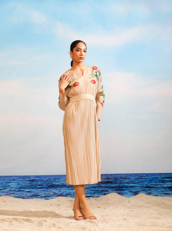 Tulip Long Dress - Beige Tunics Practical durable