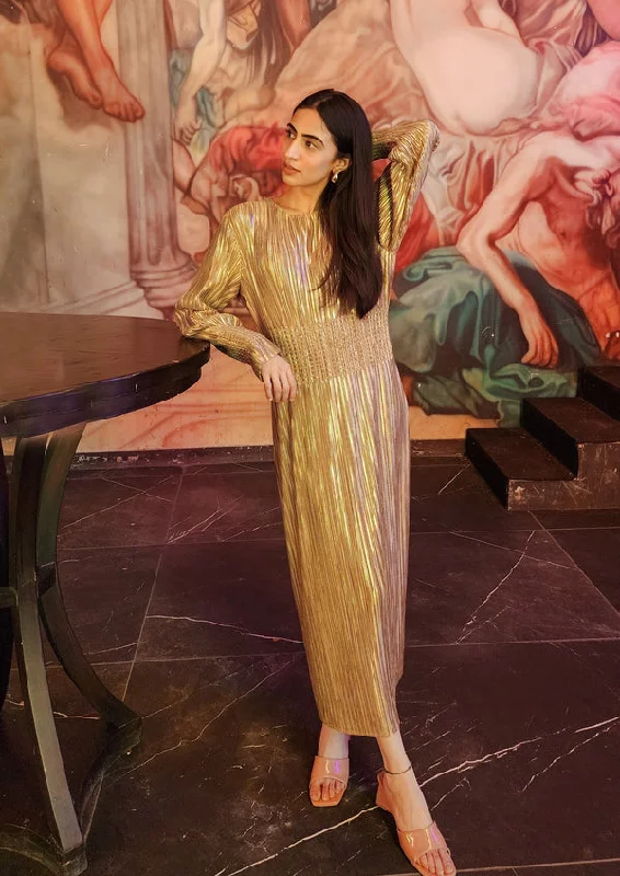 Rochella Metallic Dress - Gold Tunics Velvet soft
