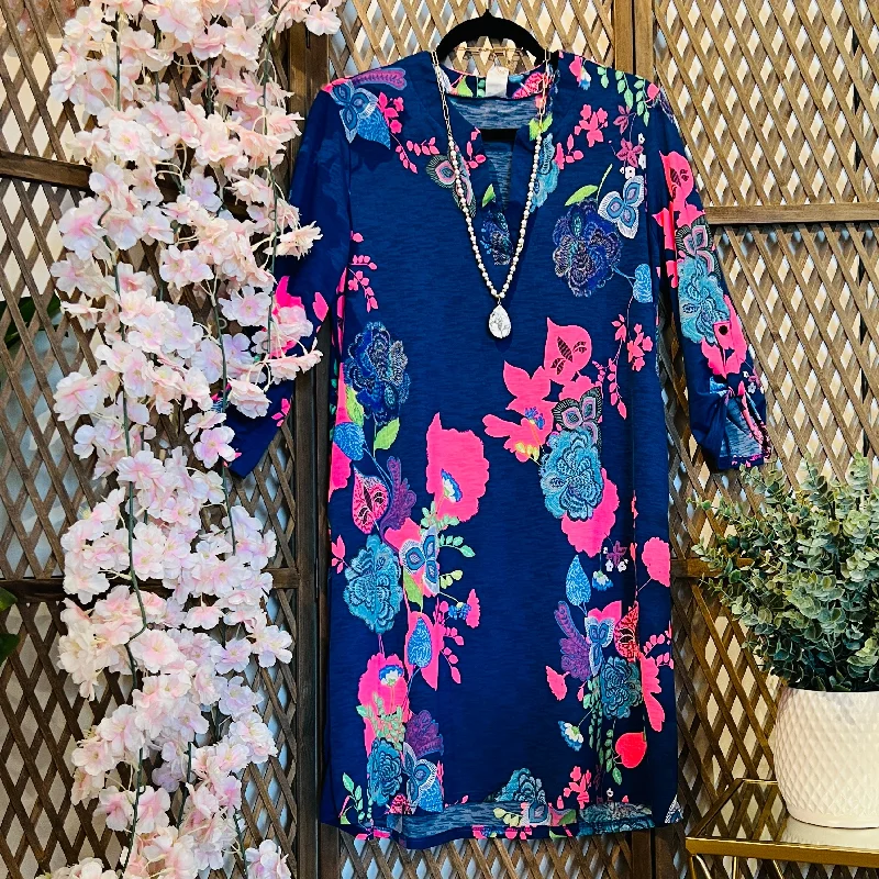 Mandarin Neck Floral Dress Tunics Trousers formal