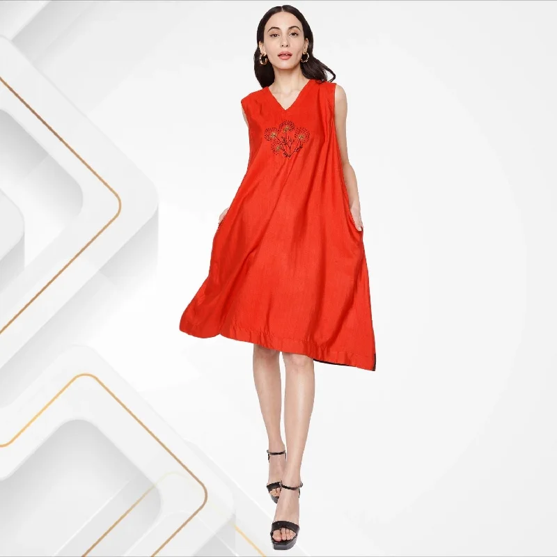 Amalia Hand Embroidered Dress | Chic | Day And Party Wear | Bright Red Bodycon Club Sequined Amalia Hand Embroidered Dress | Chic | Day And Party Wear | Bright Red Bodycon Club Sequined