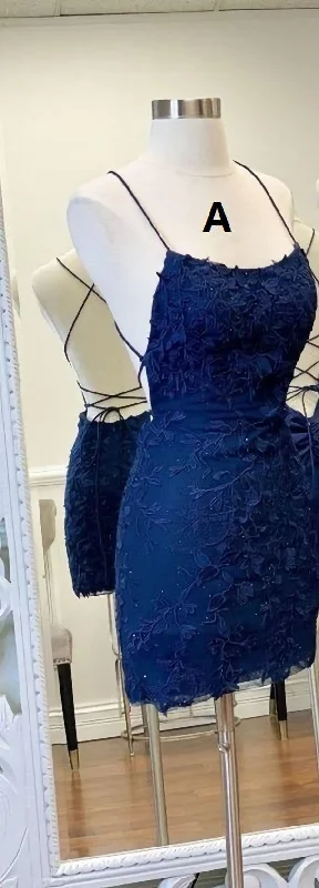 Sexy Straps Sheath Short Homecoming Dress, Lace Backless Tunics Floral girly