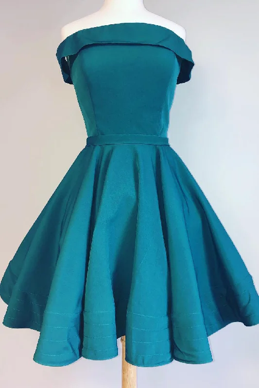 Off the Shoulder Teal Short Homecoming Dress Tunics Cozy comfortable