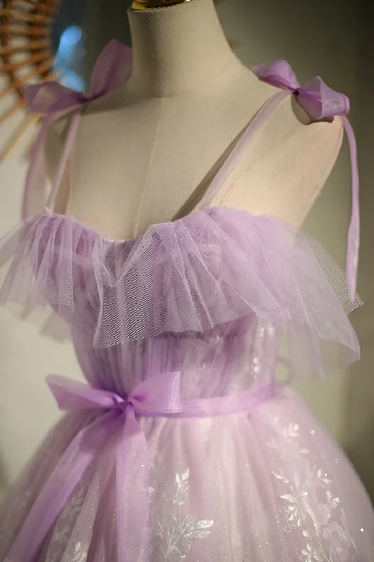Cute Purple Sleeveless Lace Up Princess Short Homecoming Dresses Tunics Stylish modern