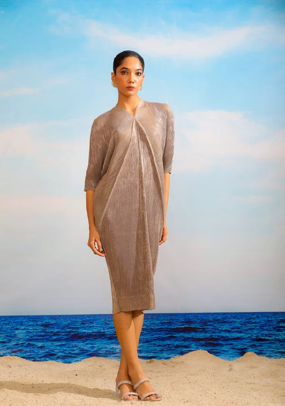 Laila Metallic Dress - Brushed Nickle Tunics Ceremony elegant