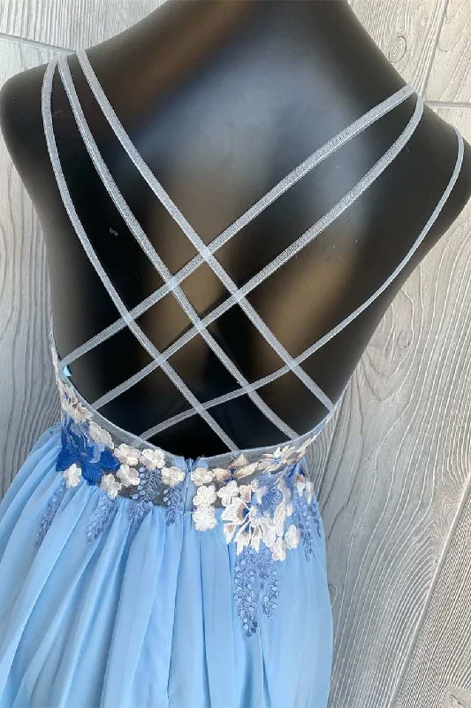 Blue Floral Embroidered A-line Short Homecoming Dresses Tunics Modern contemporary