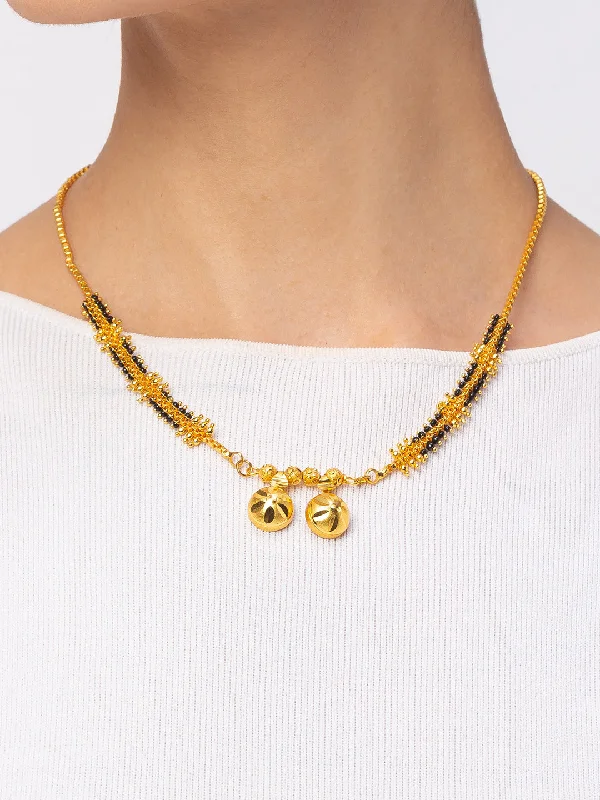 Digital Dress Room One Gram Gold Plated Short Mangalsutra मंगलसूत्र Latest Design Tanmaniya/Short Gold Chain/Black Beads New Mangalsutra Designs For Women (18 Inches) Tunics Favorite customer