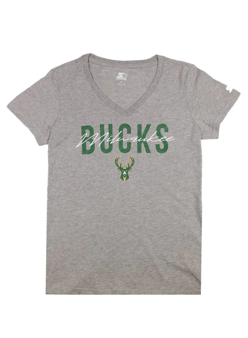 Women's Starter City Script Milwaukee Bucks V-Neck T-Shirt-- Rayon Fabric Velvet Fabric Corduroy Fabric Women's Starter City Script Milwaukee Bucks V-Neck T-Shirt-- Rayon Fabric Velvet Fabric Corduroy Fabric