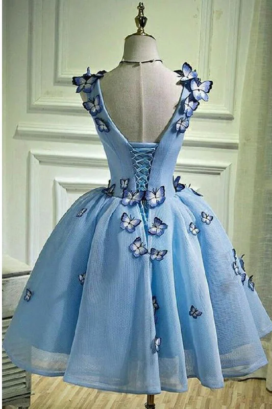 Elegant Butterfly Applique V Neck Sleeveless Short Homecoming Dresses Tunics Prom sequined Elegant Butterfly Applique V Neck Sleeveless Short Homecoming Dresses Tunics Prom sequined