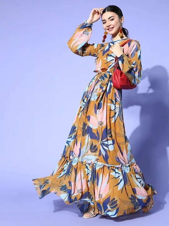 Printed Flared A-Line Ethnic Dress Tunics Trendy modern