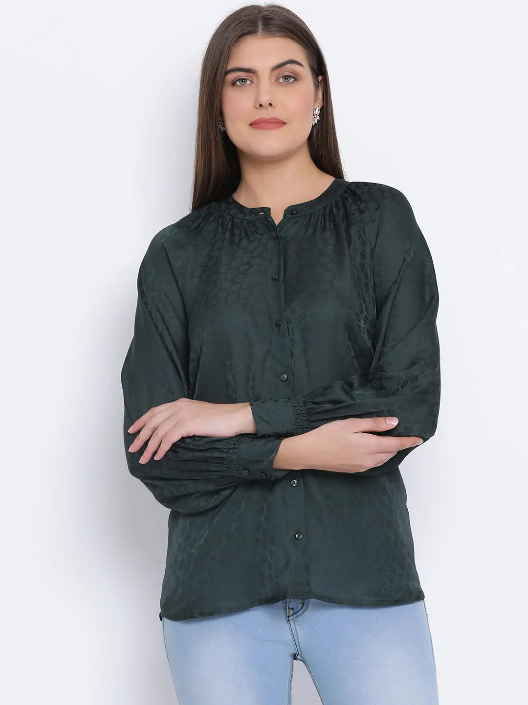 Forest Graphic Classy Women Shirt-- Rayon Velvet Corduroy