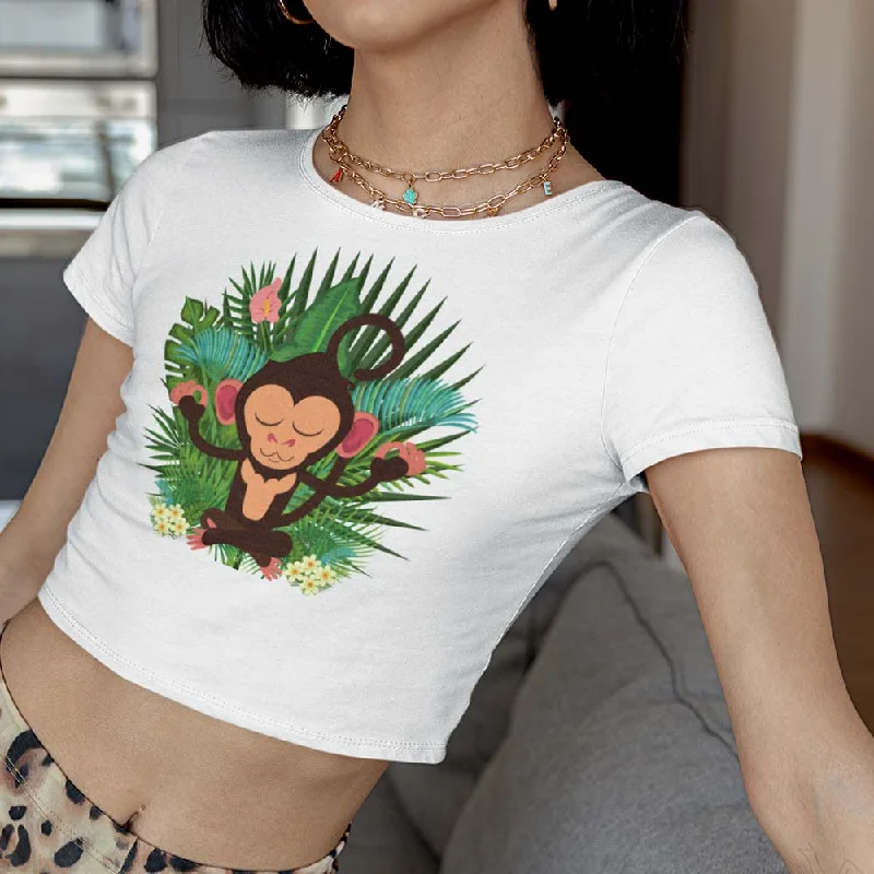 Monkey Print Women’s Cropped T-Shirts-- Graphic Embroidered Appliqued