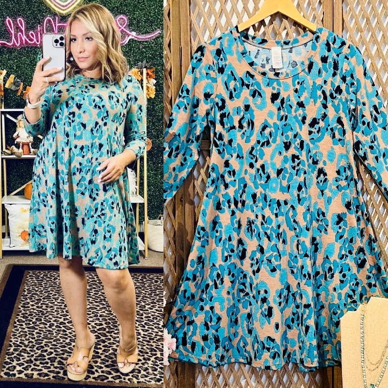 Leopard Print Dress with Pockets Tunics Sophisticated sleek