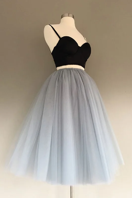 Gray Tulle Charming A-Line Two-Piece Short Homecoming Dress,Cocktail Dress Tunics Luxurious high-end Gray Tulle Charming A-Line Two-Piece Short Homecoming Dress,Cocktail Dress Tunics Luxurious high-end