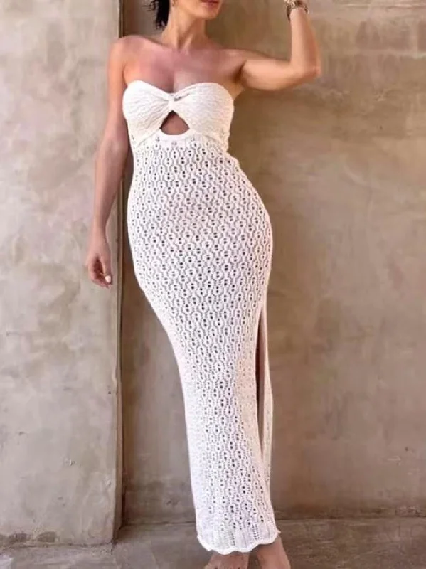 Crochet Cutout Slit Tube Dress Tunics Bestseller popular