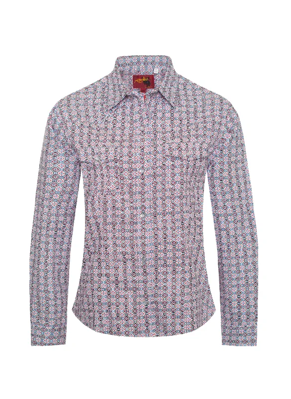 Women's Western Print Shirts -LS100-120-- Handmade Hand-knitted Hand-woven