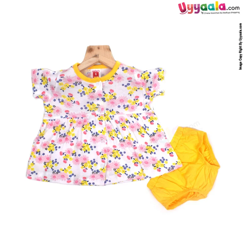 Half Sleeve Baby Frock Dress in Premium Cotton Fabric - Yellow Tunics Summer linen