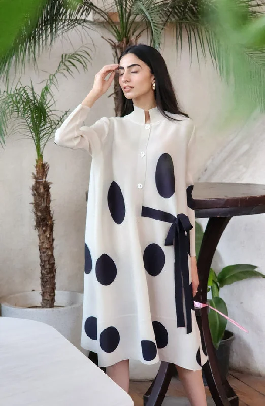 Tessa Polka Dress - Ivory Tunics Fleece cozy
