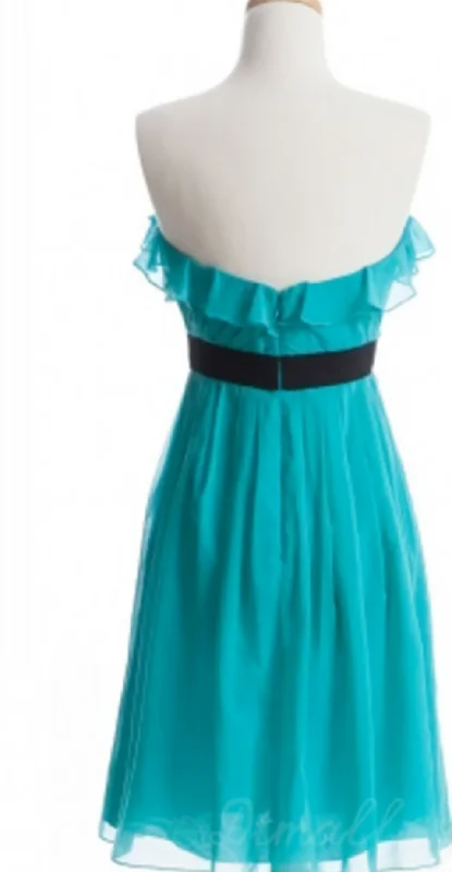 Custom Made Strapless Ruffled Ruched Chiffon Short Homecoming Dresses Tunics Wedding white