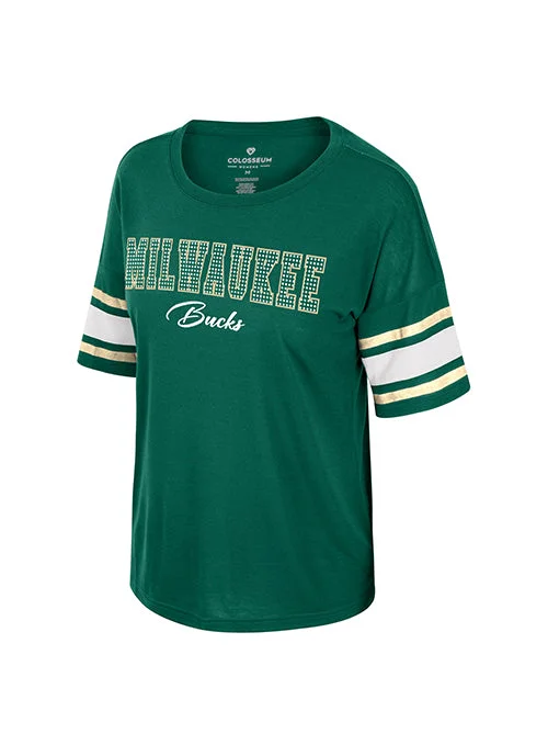 Women's I'm Gliding Rhinestone Milwaukee Bucks T-Shirt-- Iron Safe Non-Iron Wrinkle Free Women's I'm Gliding Rhinestone Milwaukee Bucks T-Shirt-- Iron Safe Non-Iron Wrinkle Free