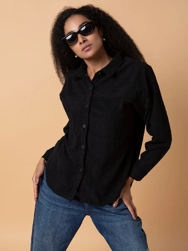 Women Solid Black Oversized Shirt-1685-Black-- Jersey Fabric Tulle Fabric Batik Fabric Women Solid Black Oversized Shirt-1685-Black-- Jersey Fabric Tulle Fabric Batik Fabric