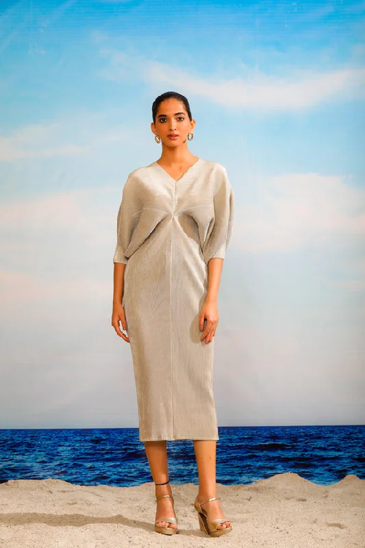 Kiara Batwing Metallic Dress - Silver Ash Tunics Gym athletic