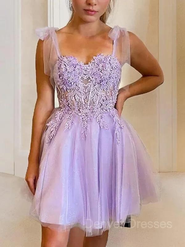 A-Line/Princess Sweetheart Short/Mini Tulle Homecoming Dresses With Appliques Lace Tunics Versatile functional A-Line/Princess Sweetheart Short/Mini Tulle Homecoming Dresses With Appliques Lace Tunics Versatile functional
