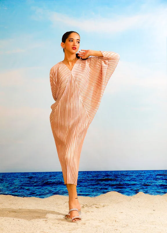 Laila Metallic Dress - Rose Gold Tunics Long Elegant