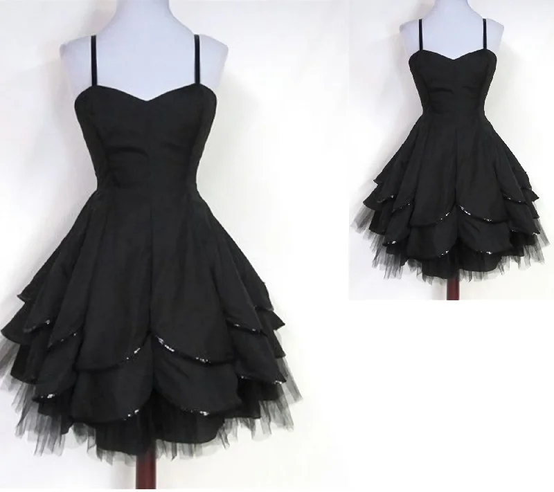 Black Tulle Spaghetti Straps Short Sweet 16 Modest For Teens Homecoming Dresses Tunics Chinos classic Black Tulle Spaghetti Straps Short Sweet 16 Modest For Teens Homecoming Dresses Tunics Chinos classic