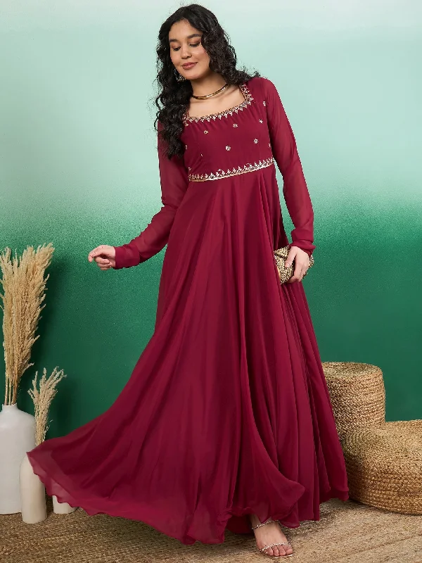 Women Embroidered Flared Maxi Ethnic Dresses Tunics Print Colorful