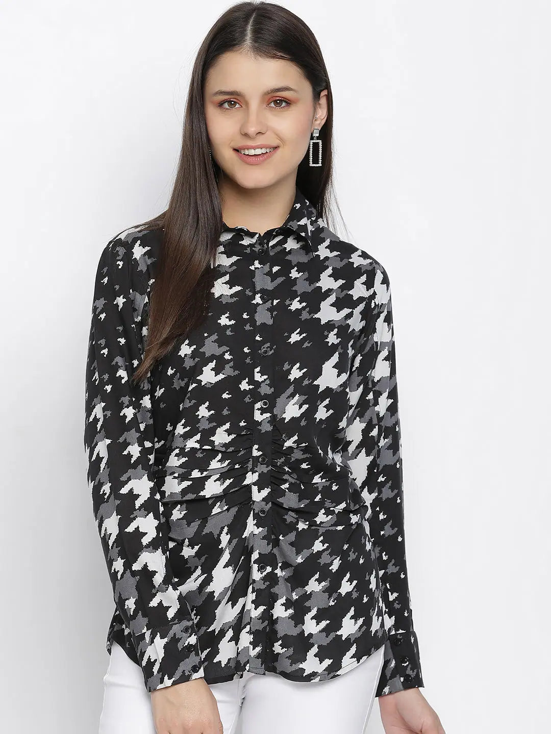 Zig Zag classic printed women shirt-- Fitted T-Shirt Seamless Stretchy