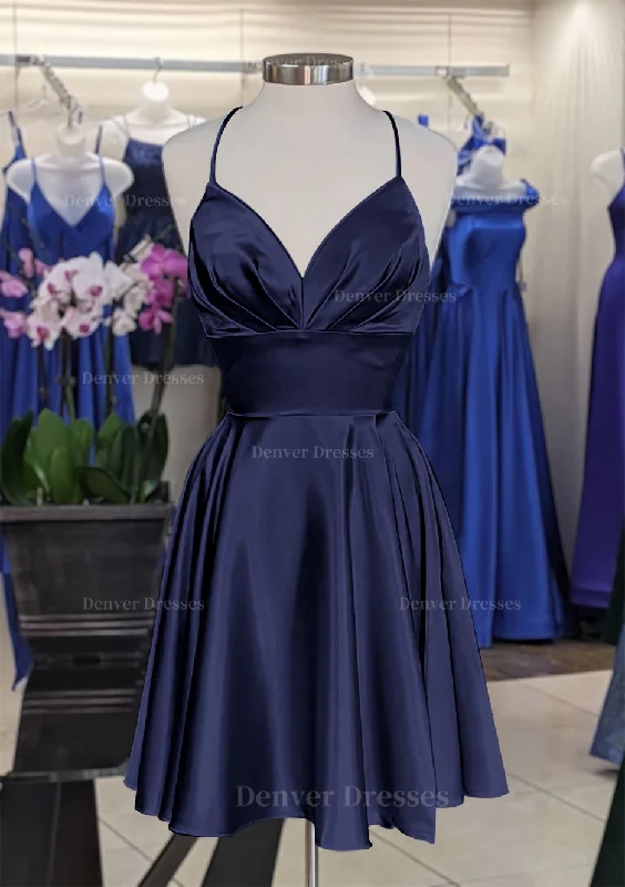 A-line V Neck Sleeveless Short/Mini Charmeuse Homecoming Dress with Pleated Turtleneck Warm Winter A-line V Neck Sleeveless Short/Mini Charmeuse Homecoming Dress with Pleated Turtleneck Warm Winter