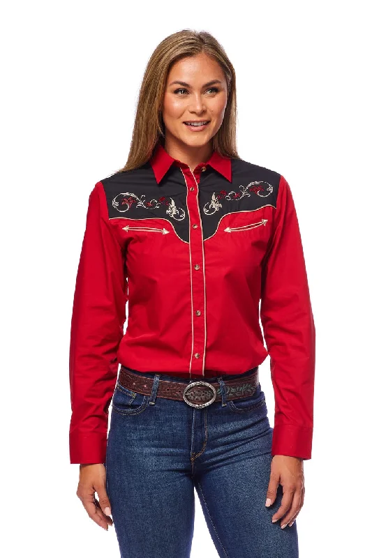 Women’s Western Embroidered Shirts -LS500-515-- Thin T-Shirt Open Front Quick Dry