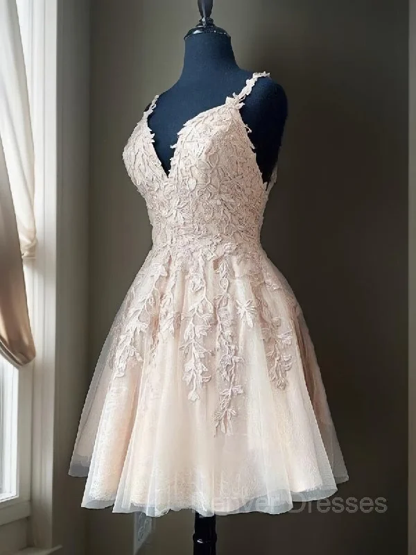 A-Line/Princess V-neck Short/Mini Tulle Homecoming Dresses Tunics Fashionable chic