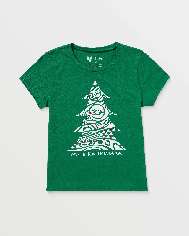 Womens Kalikimaka T-Shirt - Forest-- Spandex Blend Rayon Blend Denim Blend