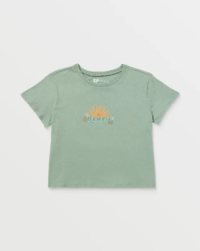 Womens Surfing Sunsets T-Shirt - Palm-- Graphic T-Shirt Round Neck Polyester