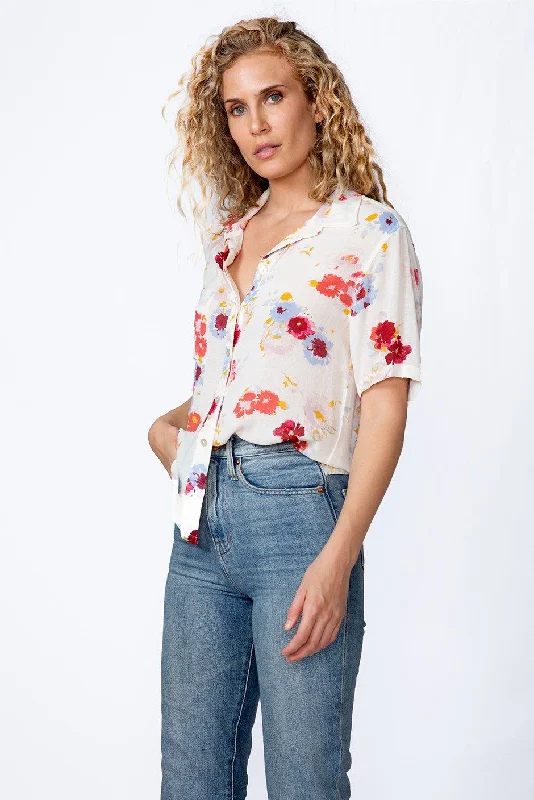 Kaia Shirt-- Striped Floral Plaid
