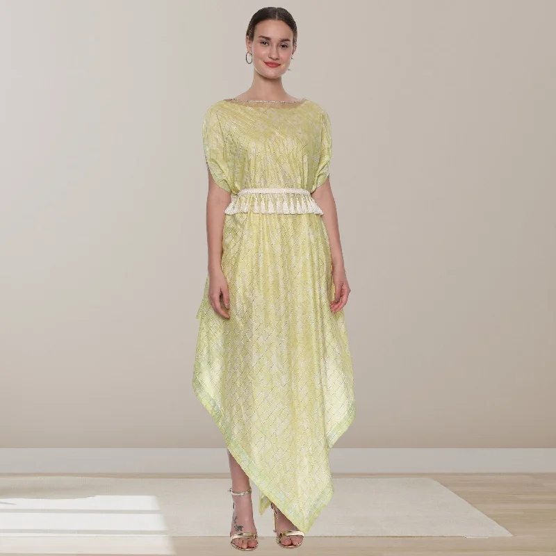 Solstice Drape Dress | Chanderi Silk | Comfortable & Smart | Pastel Yellow Tunics Corduroy durable Solstice Drape Dress | Chanderi Silk | Comfortable & Smart | Pastel Yellow Tunics Corduroy durable