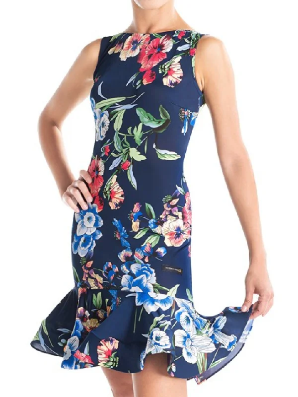 Victoria Blitz SORRENTO Sleeveless Navy Blue Floral Latin Practice Dress with Boat Neck and Wrapped Horsehair Hem Available in Sizes XS-3XL PRA 999 in Stock Tunics Summer linen Victoria Blitz SORRENTO Sleeveless Navy Blue Floral Latin Practice Dress with Boat Neck and Wrapped Horsehair Hem Available in Sizes XS-3XL PRA 999 in Stock Tunics Summer linen