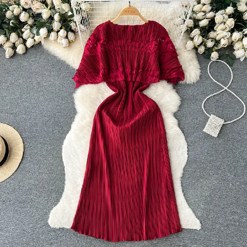 2023 Fashionable Round Collar Hollowed-out Lace Dress High Waist Elegant Casual Dress For Women Tunics Versatile stylish 2023 Fashionable Round Collar Hollowed-out Lace Dress High Waist Elegant Casual Dress For Women Tunics Versatile stylish